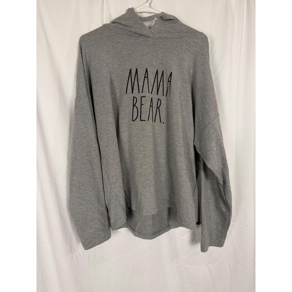 Rae Dunn Mama Bear Hoodie Gray Heather Pullover Sweatshirt XL WU1196-060-NPA